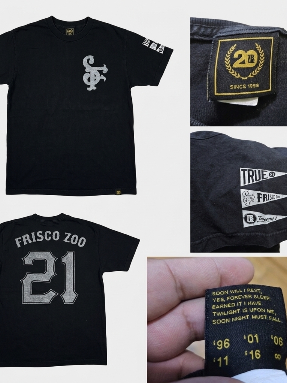 True SF "Frisco Zoo" 20th Anniversary T-Shirt - Black - Men’s - Rare Size Medium
